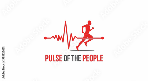 Runner Heartbeat: Pulse of the People, Symbolizing Health, Fitness, And Vitality