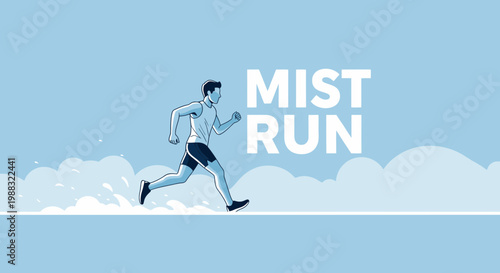 Runner In Blue Illustration Conceptualizing Stamina, Movement and Athleticism on Clear Sky