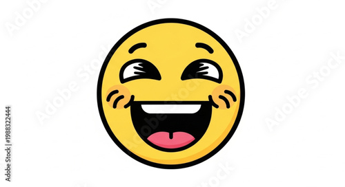 Happy Face Emoji Laughing with Joy and Excitement.