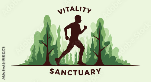 Runner in Silhouette, Symbolizing the Pursuit of Fitness and Vitality and Natural Sanctuary
