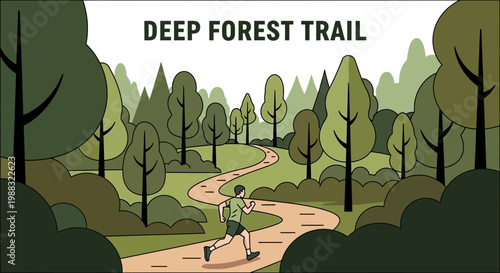 Runner in Forest Trail: Journey Through Lush Greenery for Fitness and Nature Exploration