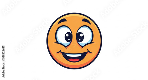 Happy Orange Smiley Face Cartoon Character.