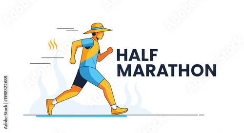 Runner In Hat, Half Marathon Icon, Sports Competitor, Training For Finish Line Achievement