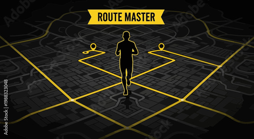 Runner Navigating Route Master On A Detailed Map With Directional Indicators