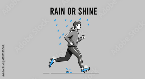 Runner Powering Through Rainy Weather: A Dedicated Athlete's Commitment To Fitness