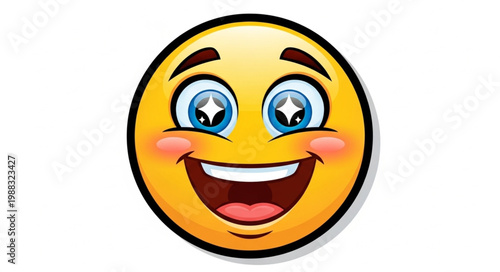 Happy Smiley Face with Sparkly Eyes and Blushing Cheeks.