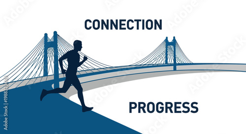 Runner Reaching For Progress Across Iconic Bridge Symbolizing Connection And Achievement