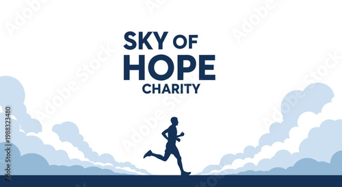 Runner Reaching For Sky Of Hope Charity In A Symbolic Silhouette Design
