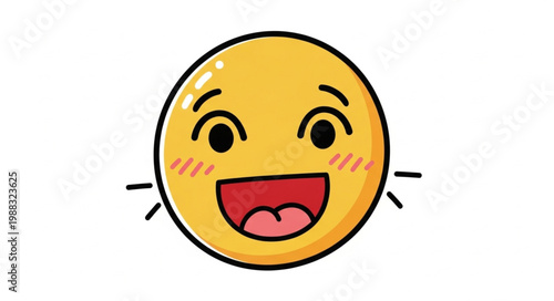 Happy Smiling Emoji Face with Blushing Cheeks.