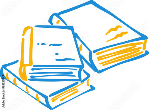 Hand Drawn Books With Pen, Writing And Study Doodle Line Icon