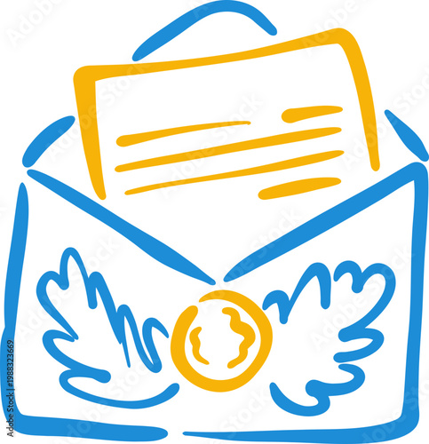 Hand Drawn Mailbox With Letter, Postal Mail Doodle Line Icon