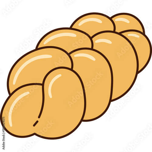 Cartoon Illustration of Braided Bread