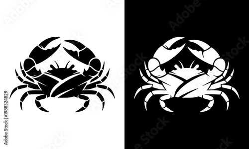 Bold Black and White Crab Silhouettes for Seafood and Nautical Themes