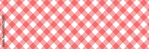 abstract red and white checkered pattern with diagonal lines. traditional gingham or picnic tablecloth texture isolated for kitchen decor, holiday wrapping paper and festive textile design. EPS 10 .