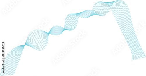 Vector illustration of a blue ribbon wave design with curved gradient lines isolated on a white background for a digital business wallpaper pattern