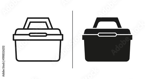 Toolbox icon set, simple style, vector illustration of a tool box, storage container for tools, equipment box for construction