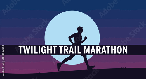 Runner Silhouetted Against a Purple Sky, Promoting the Twilight Trail Marathon Event
