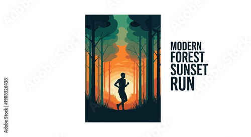 Runner Silhouetted In A Verdant Forest During A Vivid And Colorful Sunset