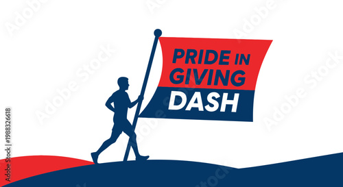 Runner Sprinting With A Flag Symbolizing Pride In Giving And Humanitarian Effort