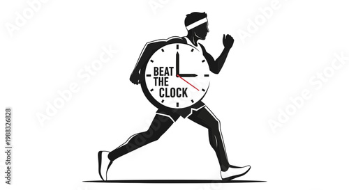 Runner Symbolizes Time Management and Striving: Beat the Clock Concepts Depicted Vigorously