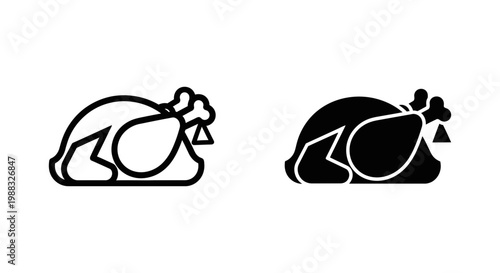 Roasted chicken icon, simple vector illustration of a whole cooked turkey or chicken, food concept for menu or restaurant design
