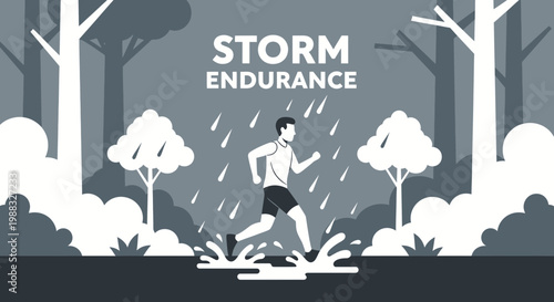 Runner's Grit: Displaying Perseverance and Bravery in Heavy Rainfall Environment