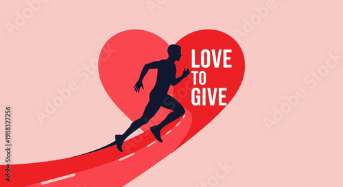 Runner's Heart: Loving And Giving, Inspiring Charity and Compassionate Philanthropy Concept