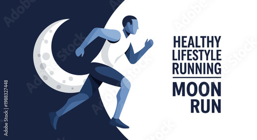 Runner Under The Crescent Moon Symbolizing Wellness And Active Lifestyle