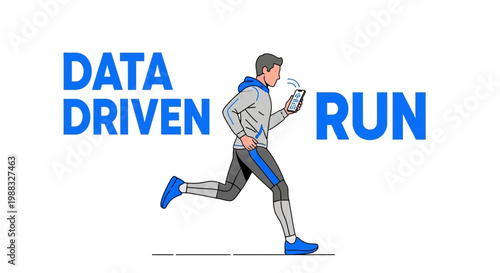 Runner Using Data Analysis Tool While Training, Achieving Fitness and Digital Tracking