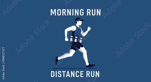 Runner's Morning Exercise Illustration, Distance Run, Endurance Training, Fitness Activity