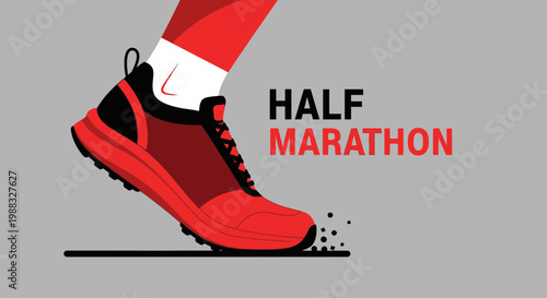 Runner's Shoe in Action Illustrating Half Marathon and Athletic Achievement