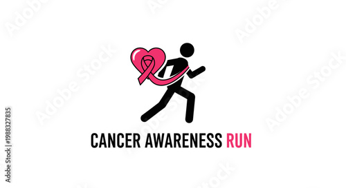 Running For A Cause Cancer Awareness Event Icon Design