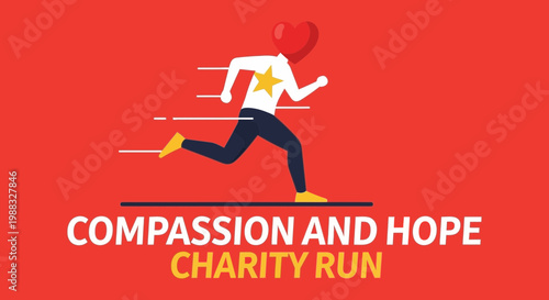 Running For A Cause Heart Symbolizing Compassion Charity Event Illustration