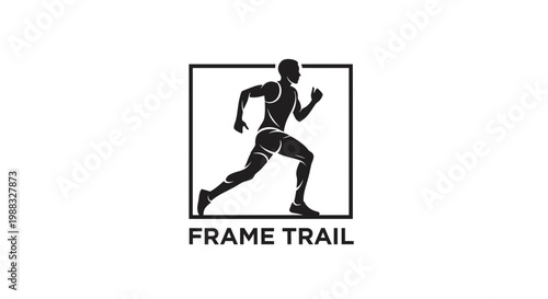 Runner's Silhouette Inside A Square Frame Design, Athletic Logo for Sports Illustration