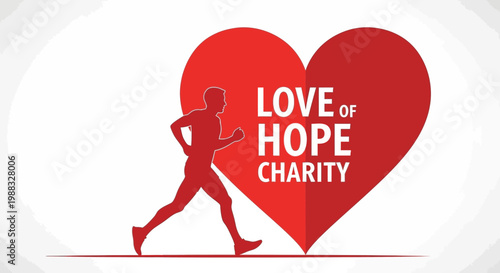 Running for Charity, Heart Symbol, Emblem of Hope and Love, Motivation Concept