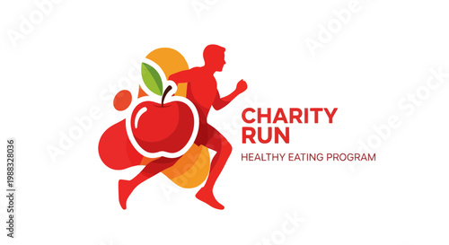 Running For Health And Wellness With An Apple Logo A Vibrant Charity Event