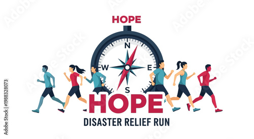 Running For Hope Charity Event Compass Concept Dynamic Motion Design