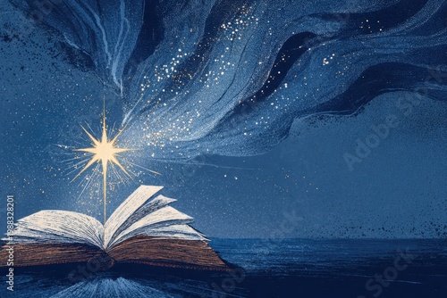 an illustration of an open book with a shining star above it, celebrating Education Day