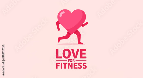 Running Heart Shape Illustration Demonstrates Love for Wellness and Physical Well-Being