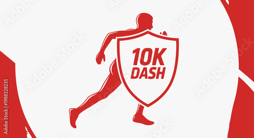 Running Icon Design Illustrating 10K Dash And Featuring An Athlete Silhouette With Shield