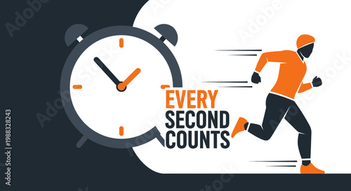 Running Man And Clock Illustrating Time Crunch Efficiency And Urgency