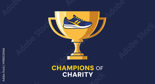 Running Shoe in Trophy Celebrating Champions of Charity for Athletic Achievements