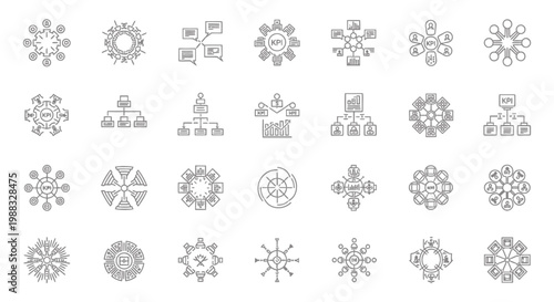 25 Snowflake icons, frosty winter symbols, gray illustrations, vector graphics