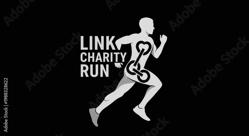 Running Silhouette For Link Charity Run Event With Heart Symbol