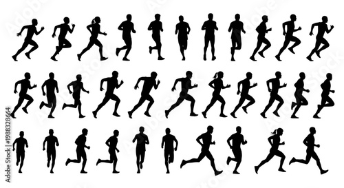 Running Silhouettes in Dynamic Sequence: A Collection of Motion in Sports and Fitness