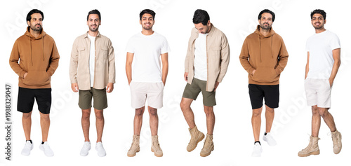 Fotografie PNG Casual men's fashion lineup on transparent background