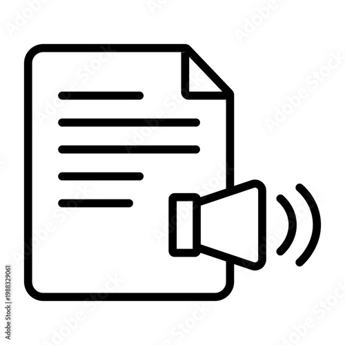 Text to Speech Icon – Document to Audio Conversion Technology Line Icon