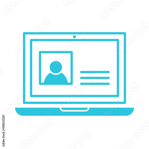 Account icon, Isolated on white. Blue icon