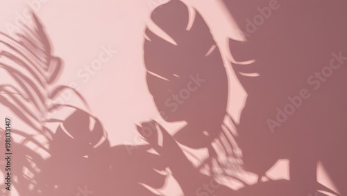 A serene and peaceful background with a pinkish hue and leaf silhouettes
