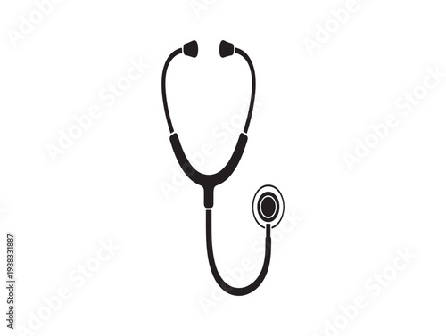 Black stethoscope isolated on white background a symbol of medical examination and healthcare